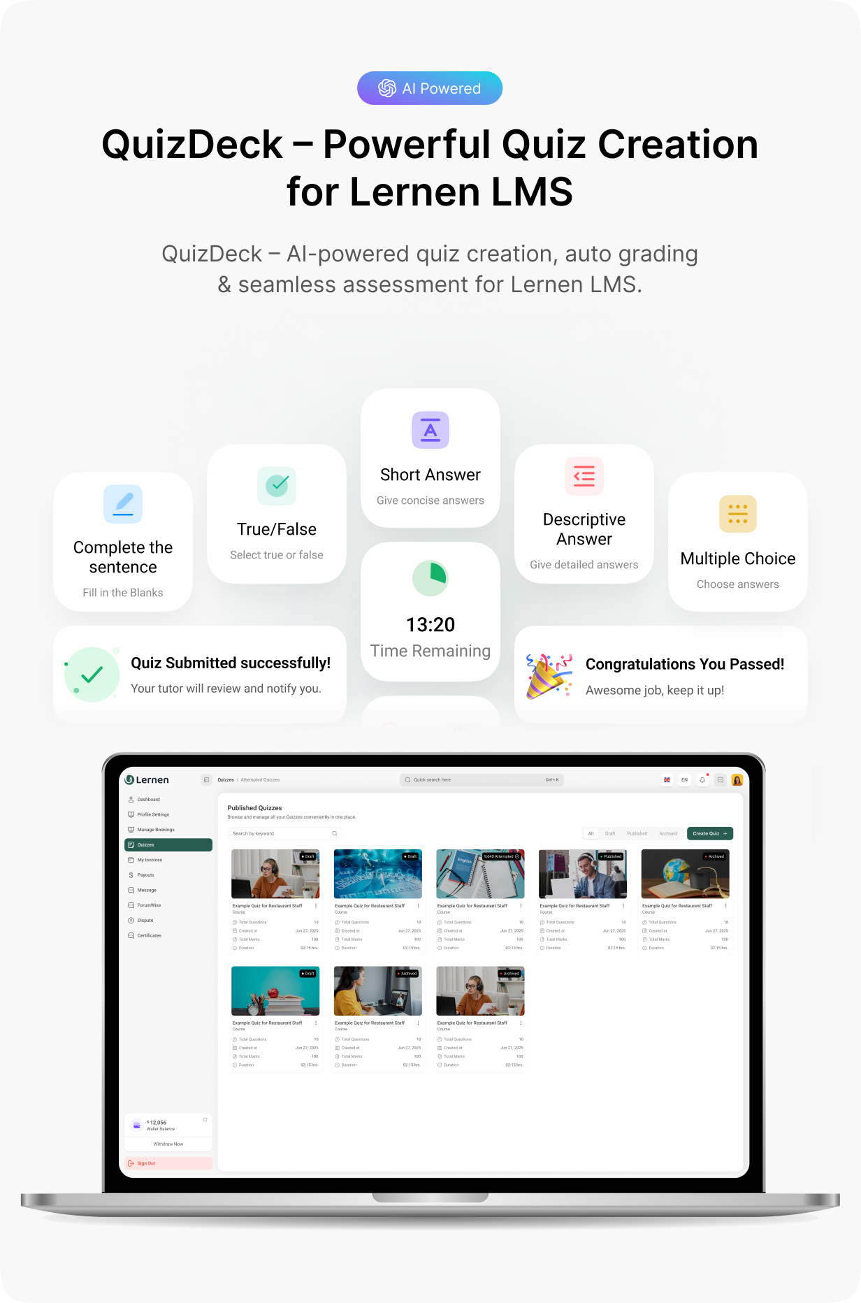 QuizDeck – Quiz Creation & Management Solution for Lernen LMS