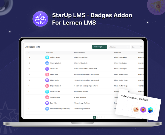 StarUp LMS - Badges Addon for Lernen LMS